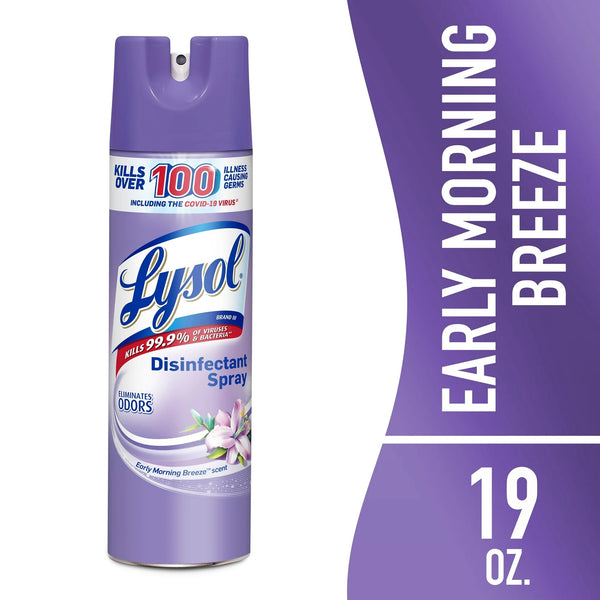 Disinfectant Spray, Sanitizing/Antibacterial Disinfecting and Deodorizing, Early Morning Breeze - 1 pack - 19 oz per pack - plus 3 My Outlet Mall Resealable Storage Pouches