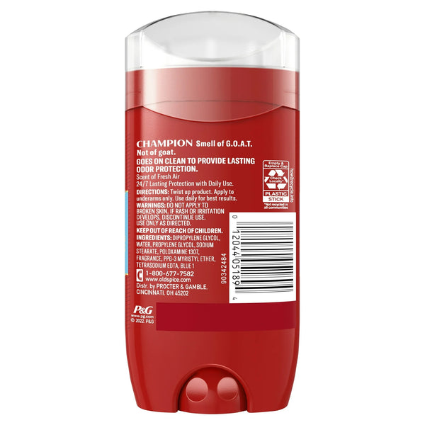 Aluminum Free, Men's Deodorant Invisible Solid Stick, Champion Scent - 1 pack - 3 oz per pack - plus 3 My Outlet Mall Resealable Storage Pouches
