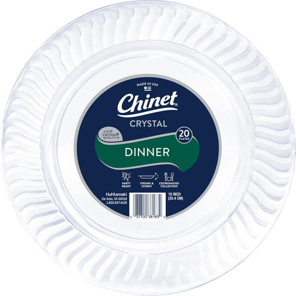 Crystal Premium Plastic Dinner Plates, 10", Clear - 2 packs - 20 Count per pack - plus 3 My Outlet Mall Resealable Storage Pouches