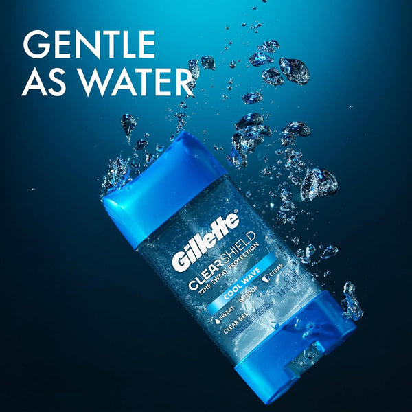 Cool Wave Clear Gel Men's Antiperspirant and Deodorant - 1 pack - 3.8 oz per pack - plus 3 My Outlet Mall Resealable Storage Pouches