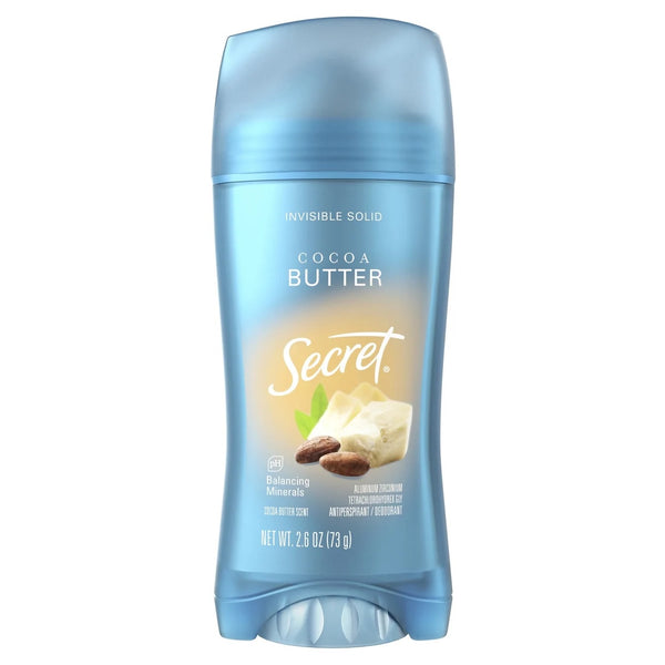 Fresh Invisible Solid Antiperspirant Deodorant for Women, Cocoa Butter - 2 packs - 2.6 oz per pack - plus 3 My Outlet Mall Resealable Storage Pouches
