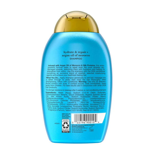 Extra Strength Argan Oil of Morocco Hydrating Shampoo - 2 packs - 13Fl oz per pack - plus 3 My Outlet Mall Resealable Storage Pouches