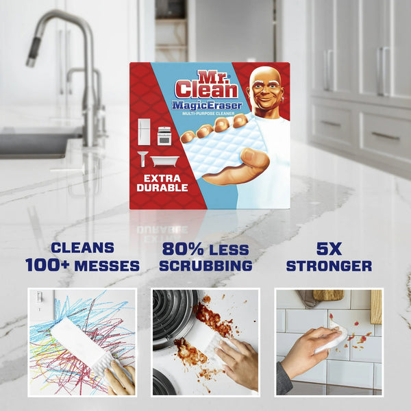 Magic Eraser Extra Durable Cleaning Pad - 1 pack -  4 count per pack - plus 3 My Outlet Mall Resealable Storage Pouches