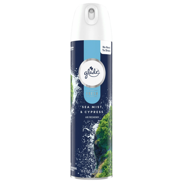 Air Freshener Spray, Sea Mist & Cypress, Fresh Collection, Fragrance Infused with Essential Oils, 100% Natural Propellent - 1 pack - 8.0 oz per pack - plus 3 My Outlet Mall Resealable Storage Pouches