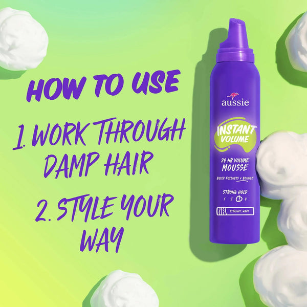 Instant Volume Mousse, 24-Hour Volume Mousse - 2 packs - 6 oz per pack - plus 3 My Outlet Mall Resealable Storage Pouches