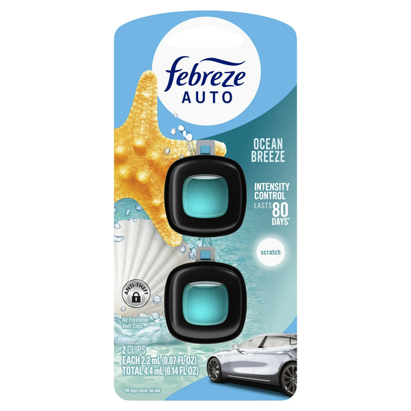Car Air Freshener, Odor-Fighting Car Vent Clip, Ocean Breeze - 2 packs - 2 count per pack plus 3 My Outlet Mall Resealable Storage Pouches