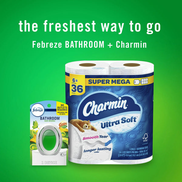Bathroom Air Freshener, Small Spaces Odor-Fighting, Gain Original, 3 Count - 2 packs - plus 3 My Outlet Mall Resealable Storage Pouches
