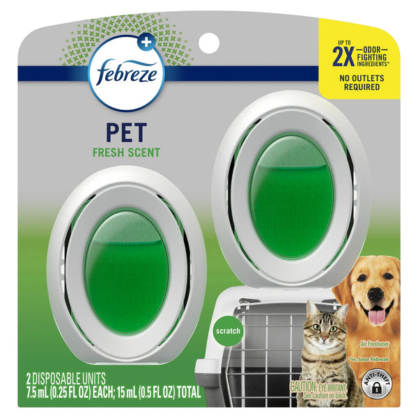 Air Freshener, Small Spaces Odor-Fighting, Pet Fresh Scent, 2 Count - 2 packs - plus 3 My Outlet Mall Resealable Storage Pouches