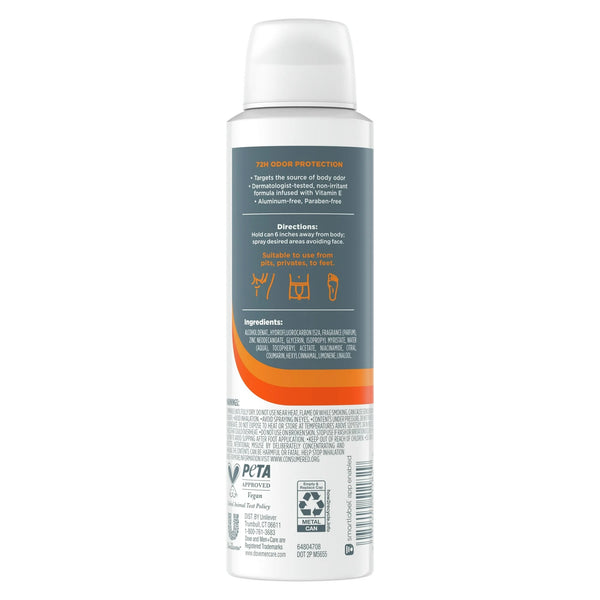 Men +Care Whole Body Deodorant Spray for Men Shea Butter & Cedar - 1 pack - 4 oz per pack - plus 3 My Outlet Mall Resealable Storage Pouches