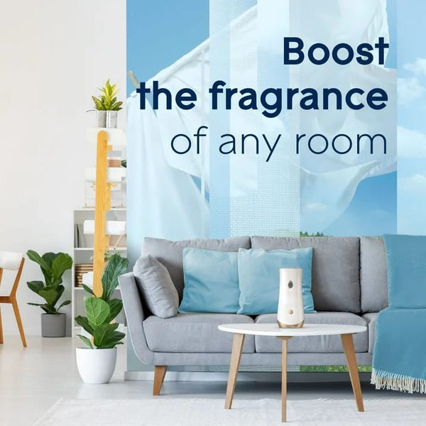 Automatic Spray Air Freshener Starter Kit, 1 Holder and 1 Refill, Clean Linen, Fragrance Infused with Essential Oils - 1 pack - plus 3 My Outlet Mall Resealable Storage Pouches