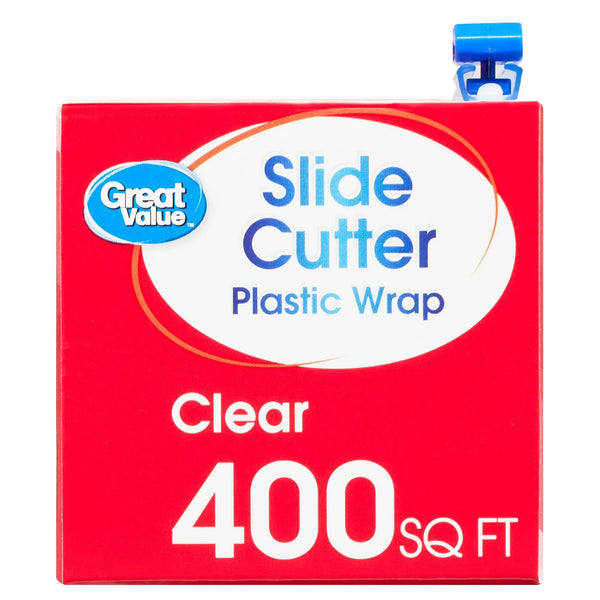 Slide Cutter Plastic Wrap, 400 sq ft - 2 packs - plus 3 My Outlet Mall Resealable Storage Pouches