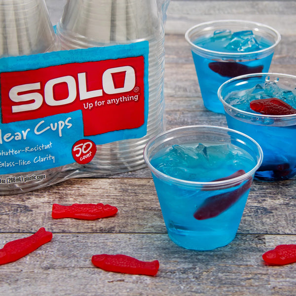 Party Disposable Plastic Cups, Clear, 9 oz - 1 pack - 50 Count per pack - plus 3 My Outlet Mall Resealable Storage Pouches