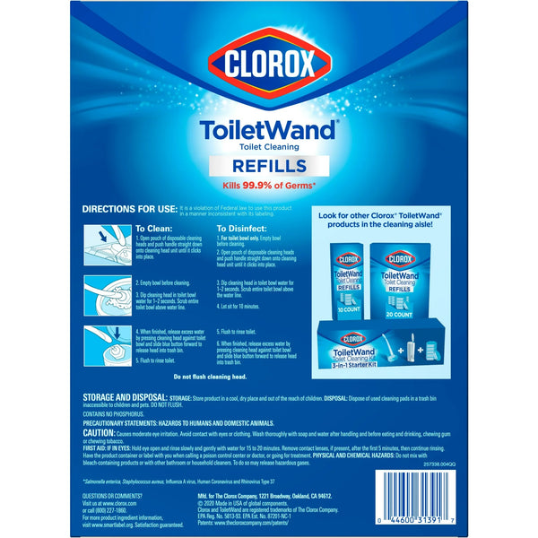 ToiletWand Disinfecting Refills, Disposable Wand Heads, Rainforest Rush - 2 packs - 20 count per pack - plus 3 My Outlet Mall Resealable Storage Pouches