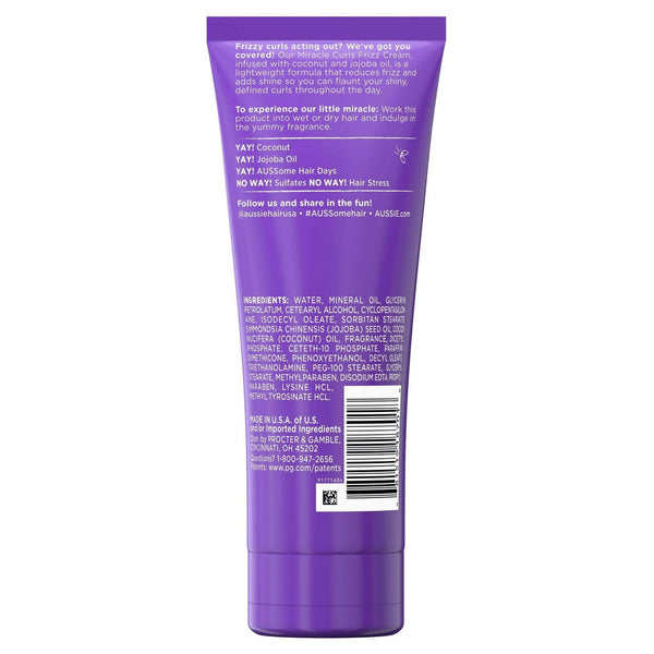 Miracle Curls Frizz Taming Curl Cream, for Curly Hair - 1 pack - 6.8Fl oz per pack - plus 3 My Outlet Mall Resealable Storage Pouches