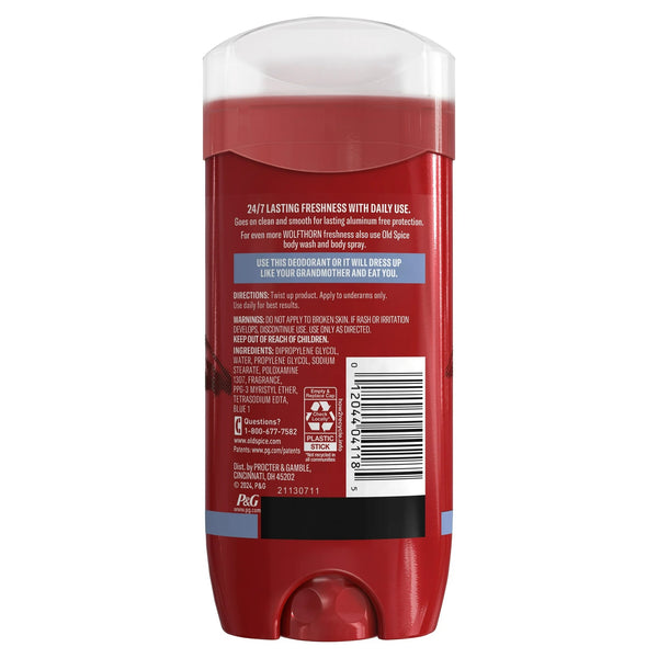 Old Spice Aluminum Free Men's Deodorant, Invisible Solid Stick, Wolfthorn, Sweet Citrus Scent - 1 pack - 3.8 oz per pack - plus 3 My Outlet Mall Resealable Storage Pouches