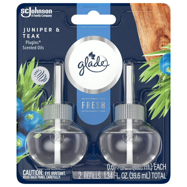 PlugIns Scented Oil Refills Infused with Essential Oils, Juniper & Teak - 1 pack - 2 count per pack - plus 3 My Outlet Mall Resealable Storage Pouches