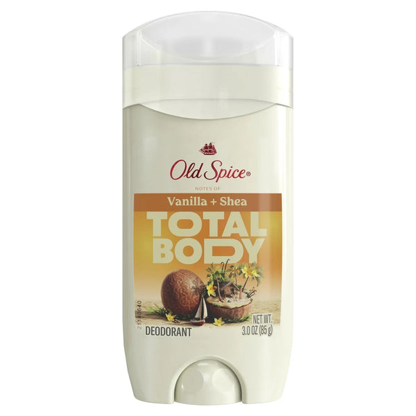 Whole Body Deodorant for Men, Aluminum Free Vanilla + Shea Butter, 24/7 Total Body Freshness, Anti-chafe Stick - 1 pack - 3 oz per pack - plus 3 My Outlet Mall Resealable Storage Pouches