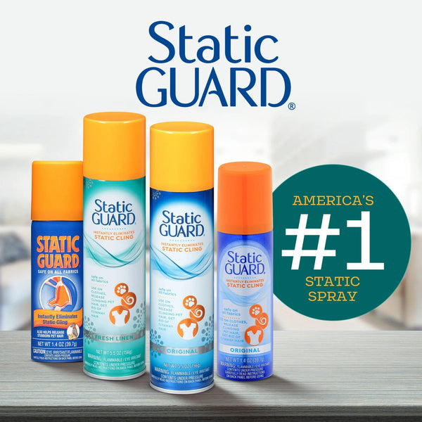Anti-Static Spray, Fresh Linen Scent, Spray Can - 1 pack - 5.5 oz per pack - plus 3 My Outlet Mall Resealable Storage Pouches