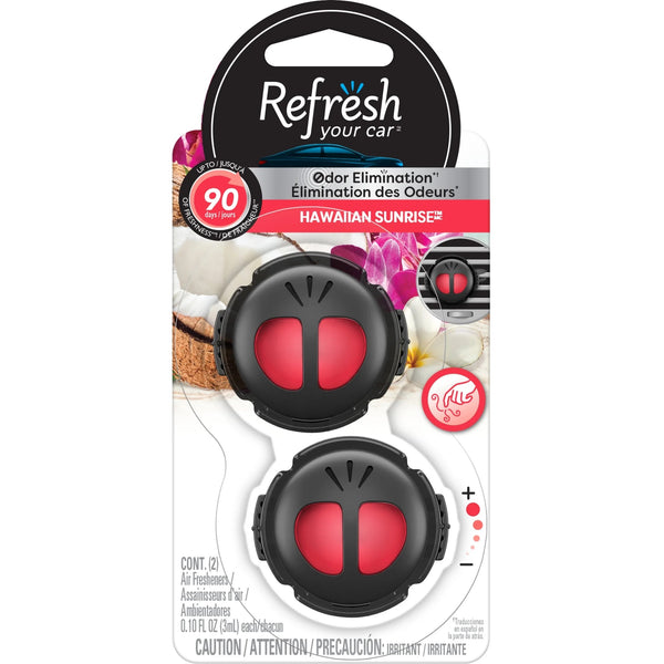 Mini Diffuser Air Freshener, Hawaiian Sunrise Scent, 2 count - 1 pack - plus 3 My Outlet Mall Resealable Storage Pouches