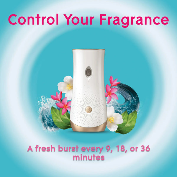 Automatic Spray Air Freshener Starter Kit, 1 Holder and 1 Refill, Aqua Waves, Fragrance Infused with Essential Oils - 2 packs -plus 3 My Outlet Mall Resealable Storage Pouches
