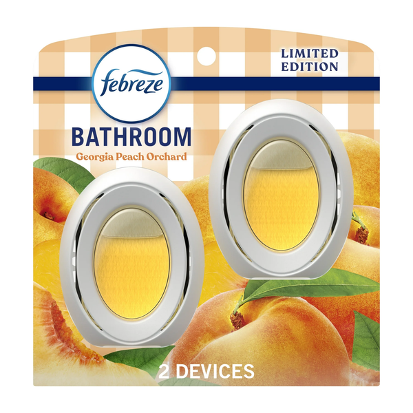Bathroom Air Freshener, Small Spaces Odor-Fighting Georgia Peach Orchard -  2 packs - 2 count per pack plus 3 My Outlet Mall Resealable Storage Pouches