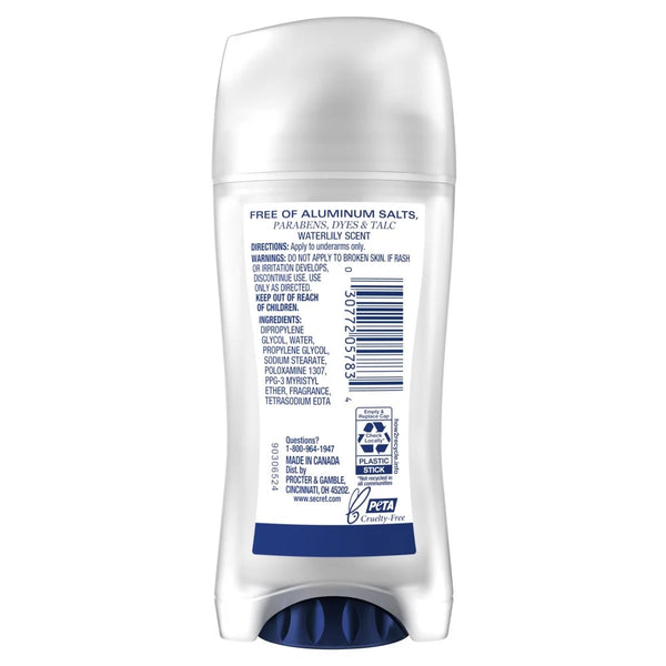 Aluminum Free Deodorant Clear Solid, Waterlily - 1 pack - 2.4 oz per pack - plus 3 My Outlet Mall Resealable Storage Pouches