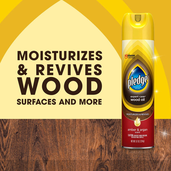 Spray Furniture Polish, Amber and Argan Scent - 2 packs-  9.7 oz per pack - plus 3 My Outlet Mall Resealable Storage Pouches