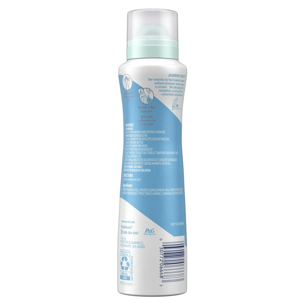 Aluminum Free Dry Spray Women's Deodorant, Midnight Jasmine - 1 pack - 4.1 oz per pack - plus 3 My Outlet Mall Resealable Storage Pouches