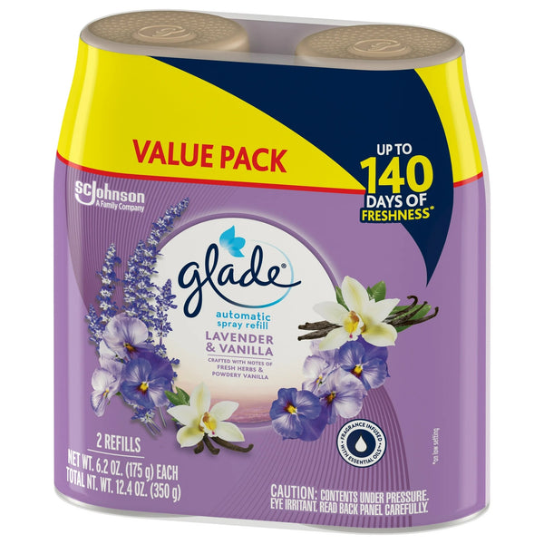 Automatic Spray Refills, Air Freshener, Infused with Essential Oils, Lavender & Vanilla - 2 packs - 2 count per pack - plus 3 My Outlet Mall Resealable Storage Pouches