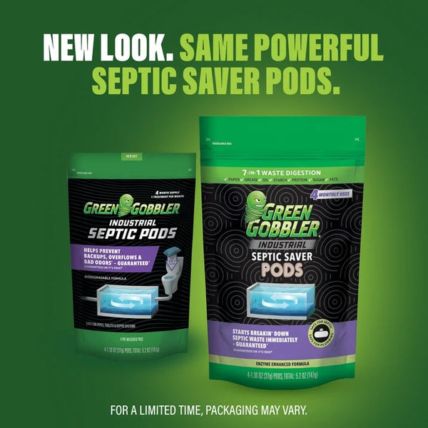 Industrial Strength Septic Tank Treatment Pods - 1 pack - 4 count per pack - plus 3 My Outlet Mall Resealable Storage Pouches