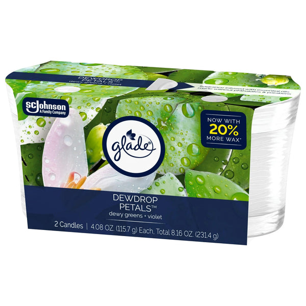 Single Wick Candle, Dewdrop Petals, 2 Candles - 1 pack - plus 3 My Outlet Mall Resealable Storage Pouches