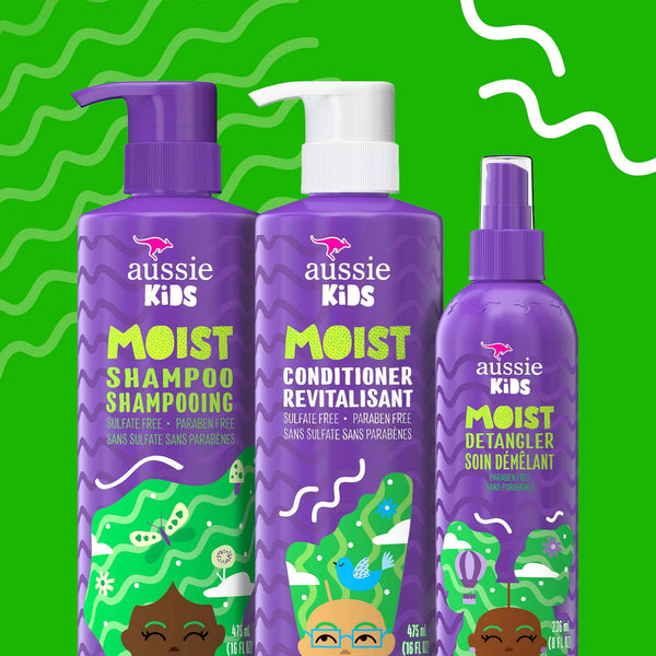 Kids Moist Sulfate Shampoo - 2 packs - 16Fl oz per pack - plus 3 My Outlet Mall Resealable Storage Pouches