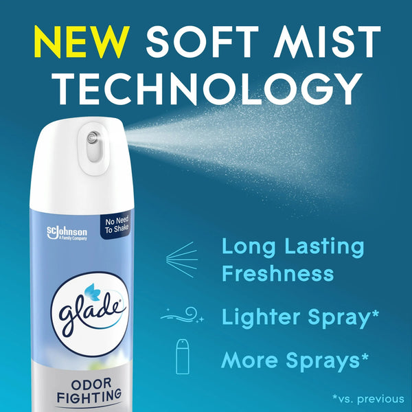 Odor Fighting Soft Mist Air Freshener Room Spray, Clean Linen - 1 pack - 8 oz per pack - plus 3 My Outlet Mall Resealable Storage Pouches