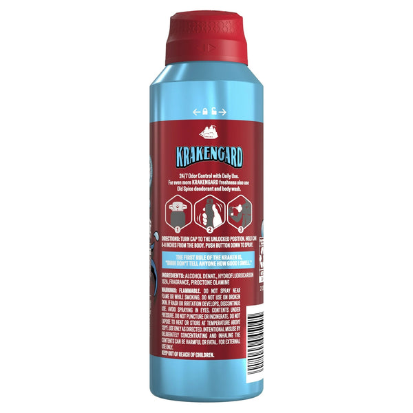 Aluminum Free Body Spray for Men, Krakengard, Deep Ocean Scent - 1 pack - 5.1 oz per pack - plus 3 My Outlet Mall Resealable Storage Pouches