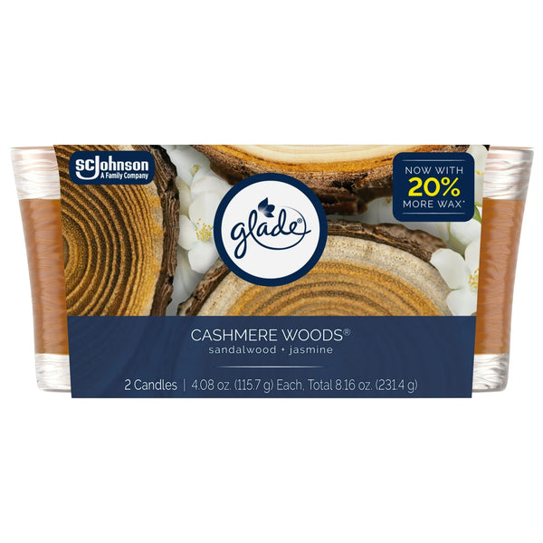 Single Wick Candles, Cashmere Woods, 2 Candles - 3 packs - plus 3 My Outlet Mall Resealable Storage Pouches