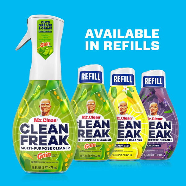 Clean Freak All Purpose Cleaner Spray, Multi-Surface Cleaning, Gain - 3 packs - 16 fl oz per pack - plus 3 My Outlet Mall Resealable Storage Pouches