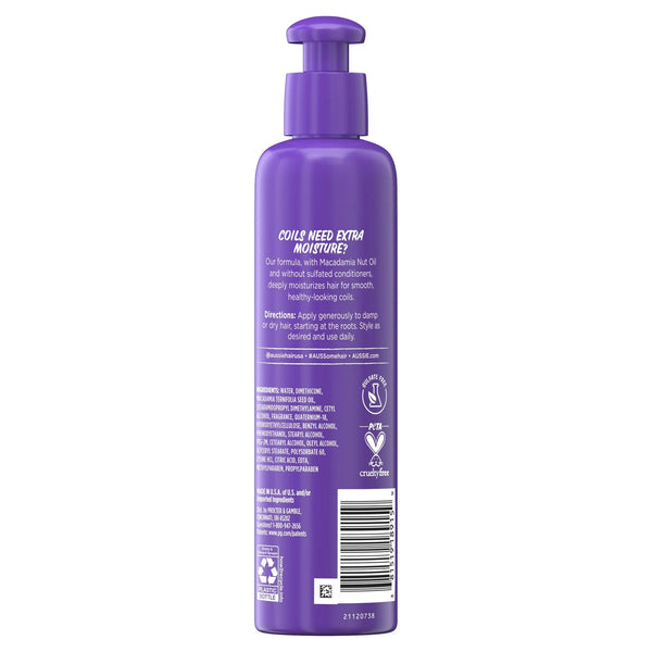 Miracle Coils Leave-in Moisturizer with Macadamia Nut Oil, Sulfate Free, Coily Hair - 2 packs - 8.5Fl oz per pack - plus 3 My Outlet Mall Resealable Storage Pouches
