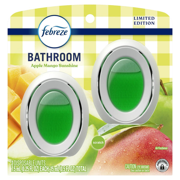 Bathroom Air Freshener, Small Spaces Odor-Fighting, Apple Mango Sunshine, 2 Count - 2 packs - plus 3 My Outlet Mall Resealable Storage Pouches