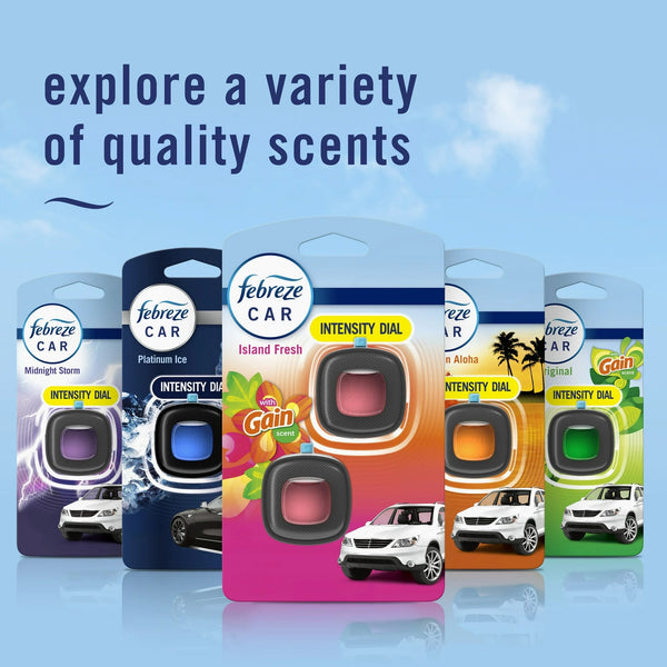 Car Air Freshener, Odor-Fighting Car Vent Clip, Gain Island Fresh, 2 Count - 1 pack - plus 3 My Outlet Mall Resealable Storage Pouches