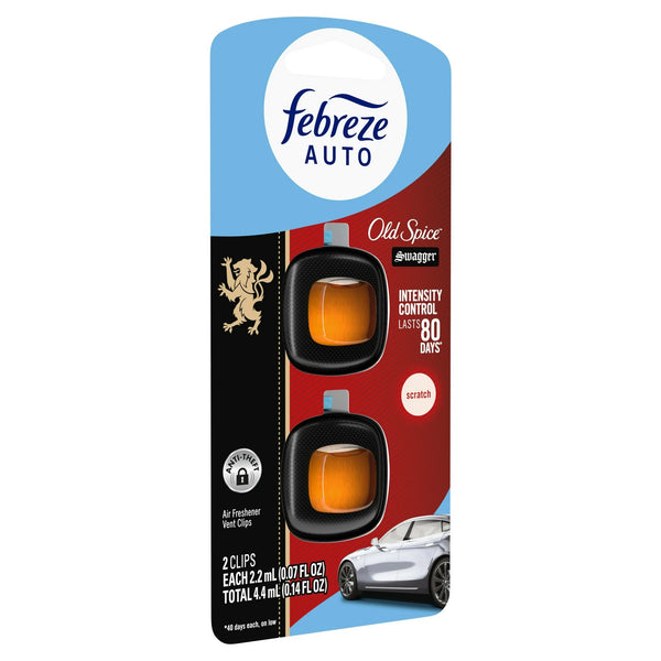 Auto Car Air Freshener, Odor-Fighting Car Vent Clip, Old Spice Swagger, 2 Count - 1 pack - plus 3 My Outlet Mall Resealable Storage Pouches