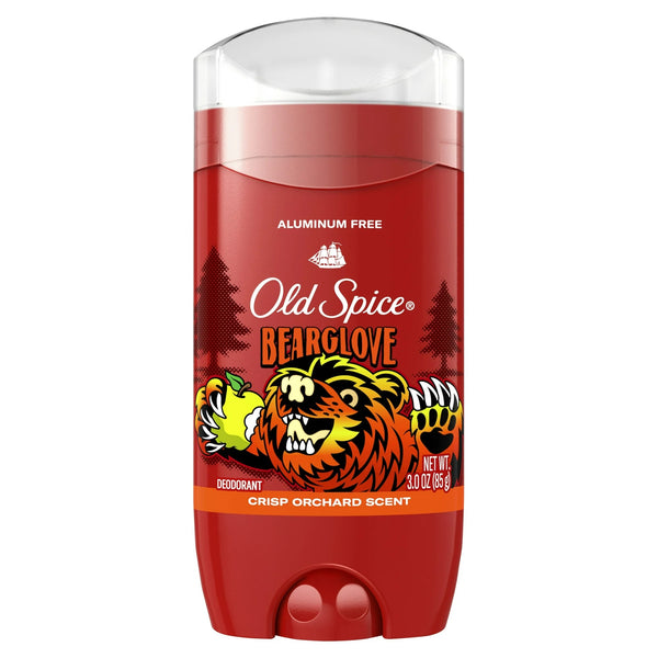 Aluminum Free Men's Deodorant, Invisible Solid Stick, Bearglove, Crisp Orchard Scent - 2 packs - 3 oz per pack - plus 3 My Outlet Mall Resealable Storage Pouches