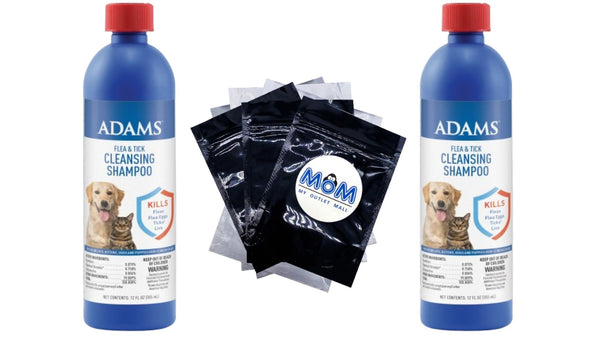 Flea & Tick Cleansing Shampoo for Cats and Dogs - 2 packs - 12 oz - plus 3 My Outlet Mall Resealable Storage Pouches