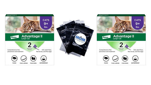 Vet-Recommended Flea Prevention for Large Cats 9 lbs+ 2-Monthly Treatments, 2 pack, 2 Count per pack, plus 3 My Outlet Mall Resealable Storage Pouches