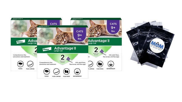 Vet-Recommended Flea Prevention for Large Cats 9 lbs+ 2-Monthly Treatments, 3 pack, 2 Count per pack, plus 3 My Outlet Mall Resealable Storage Pouches