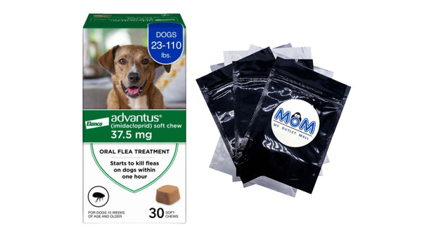 Chewable Flea Treatment for Dogs 23, 110 lbs, 1 pack, 30 Soft Chews, plus 3 My Outlet Mall Resealable Storage Pouches