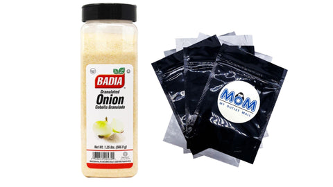 Onion Granulated, 1 pack, 1.25lbs Bottle, Badia, plus 3 My Outlet Mall Resealable Storage Pouches