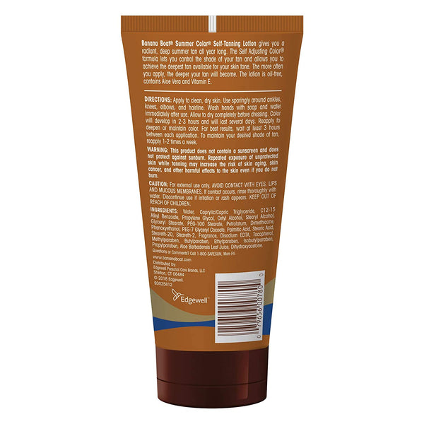 Summer Color Self-Tanning Lotion Deep/Dark, 2 pack, 6fl oz per pack, Banana Boat, plus 3 My Outlet Mall Resealable Storage Pouches