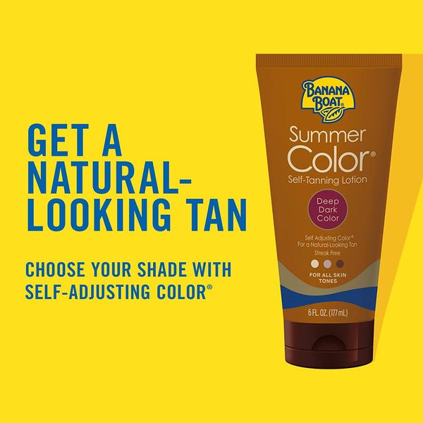 Summer Color Self-Tanning Lotion Deep/Dark, 2 pack, 6fl oz per pack, Banana Boat, plus 3 My Outlet Mall Resealable Storage Pouches