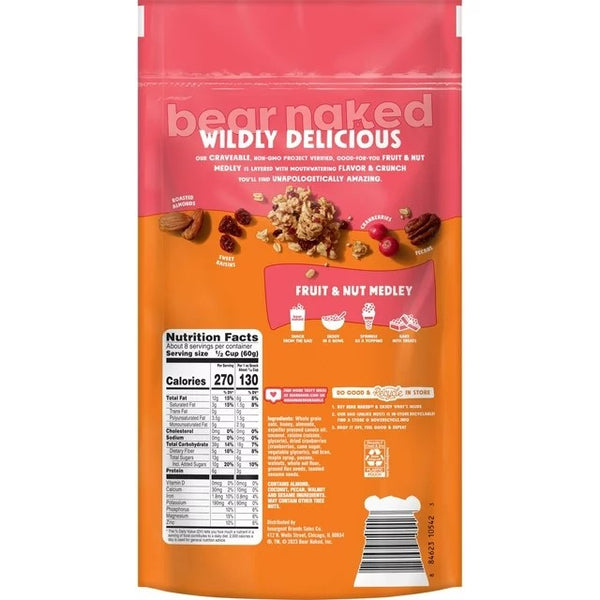 Fruit and Nut Medley Granola Cereal Mega Pack, 3 Packs, 16.5 oz per pack, plus 3 My Outlet Mall Resealable Storage Pouches