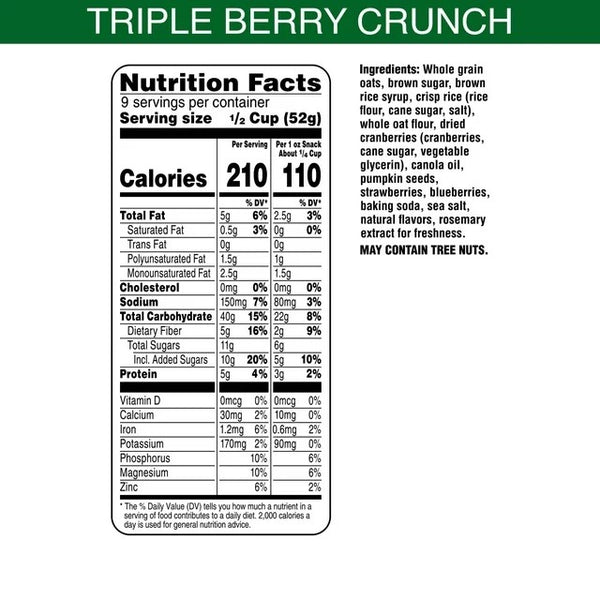 Triple Berry Crunch Granola Cereal Mega Pack, 2 Packs, 16.5 oz per pack, plus 3 My Outlet Mall Resealable Storage Pouches